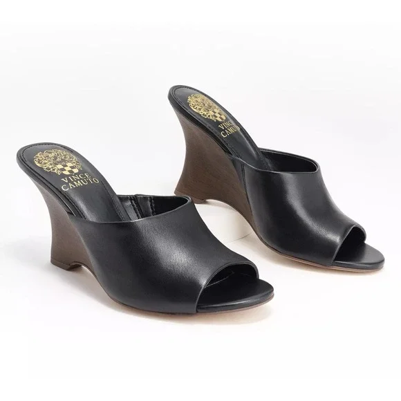 Vince Camuto Shoes New Vince Camuto Vilty Leather Flared Wedge